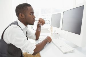 focused businessman at work