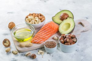 Selection of good fat sources - healthy eating concept. Ketogenic diet concept