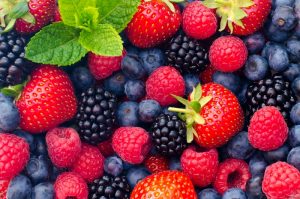 Wild berries (strawberries, blueberries, blackberries, raspberries) - Closeup photo